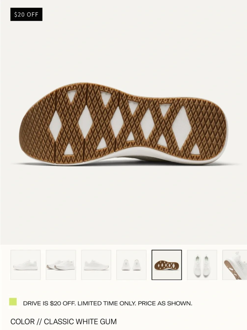 NOBULL Drive Mesh Sneaker in White Gum, size 8 - Picture 5 of 8